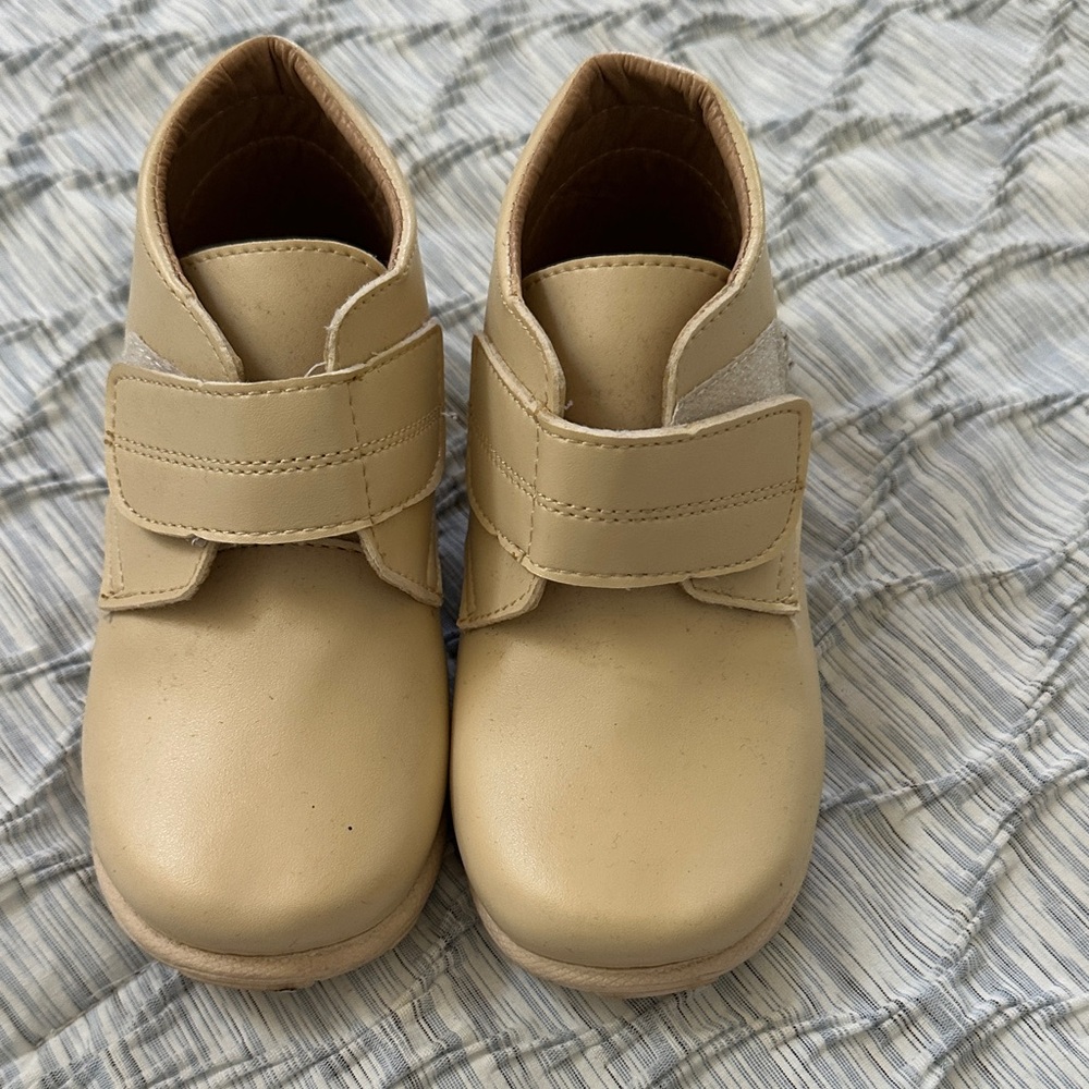 Classic Velcro Kids Dress Shoes in Beige